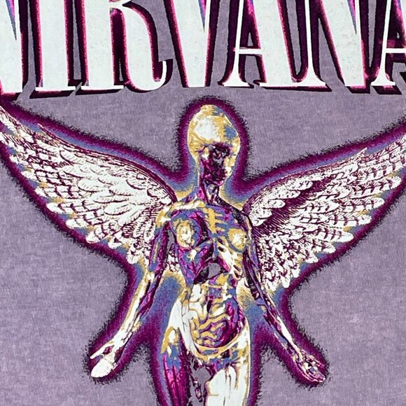 NWOT Nirvana Band Tee Purple Small 100% Cotton Licensed Merch Grunge Rock Angel - Picture 6 of 7